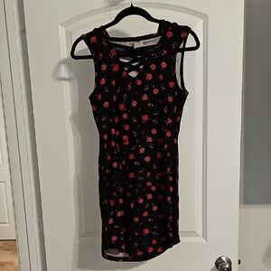 No Boundaries Black and Red Floral Dress